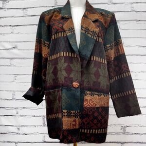 Gemini USA Vintage Southwestern Tapestry Blazer Jacket Small Multi Color